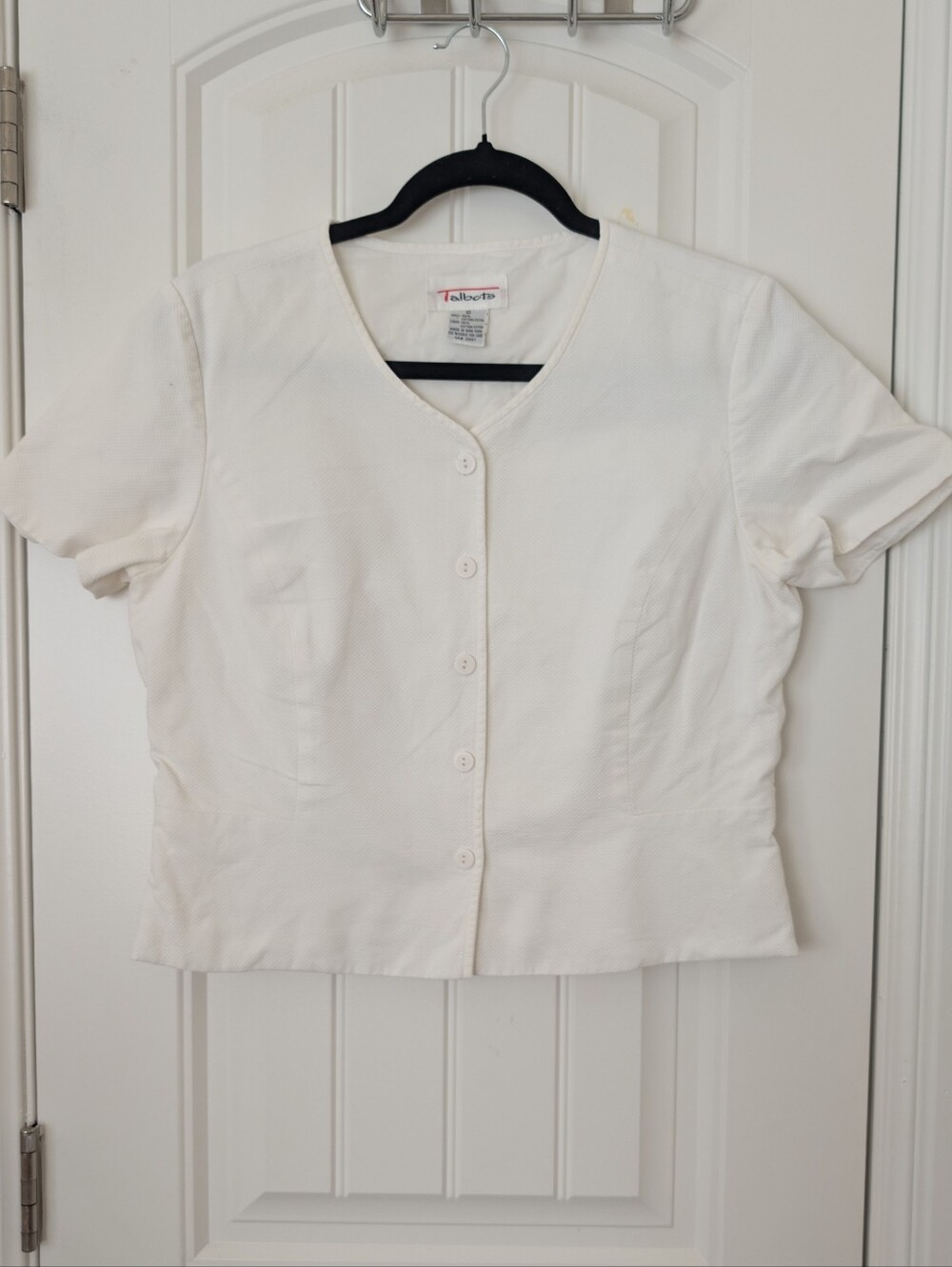 VTG White Cotton Short Sleeve Blazer Top M